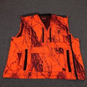 Gamehide Vest Mens XL Orange Naked North Camo Softshell Full Zip Hunting Pockets